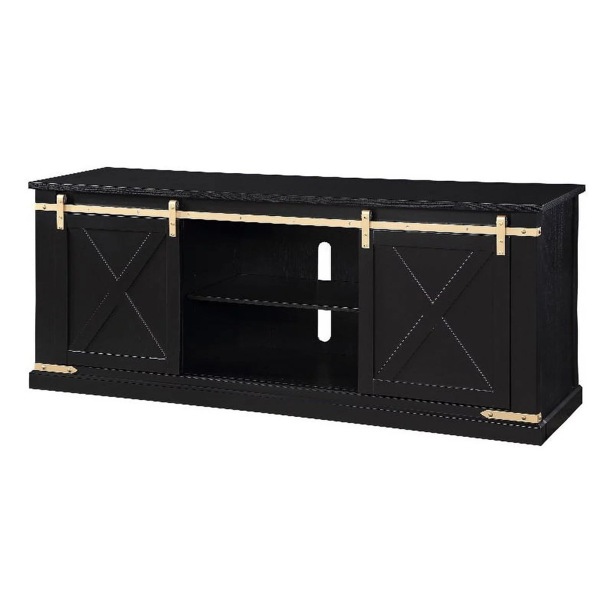 Birch Wood 72" TV Stand in Black and Gold C54362