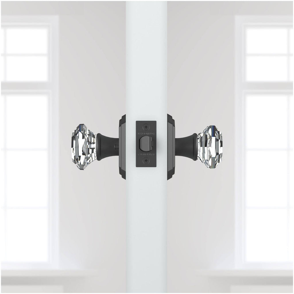 Polished Nickel Crystal Privacy Door Knob with Arch Rose G104