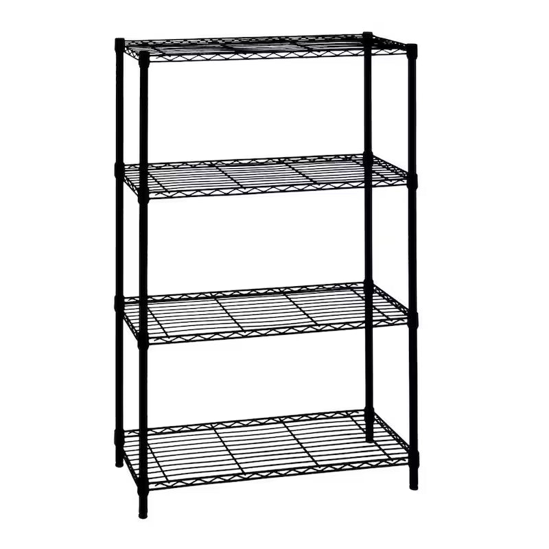 4-Tier Black Steel Wire Shelving Unit A85814