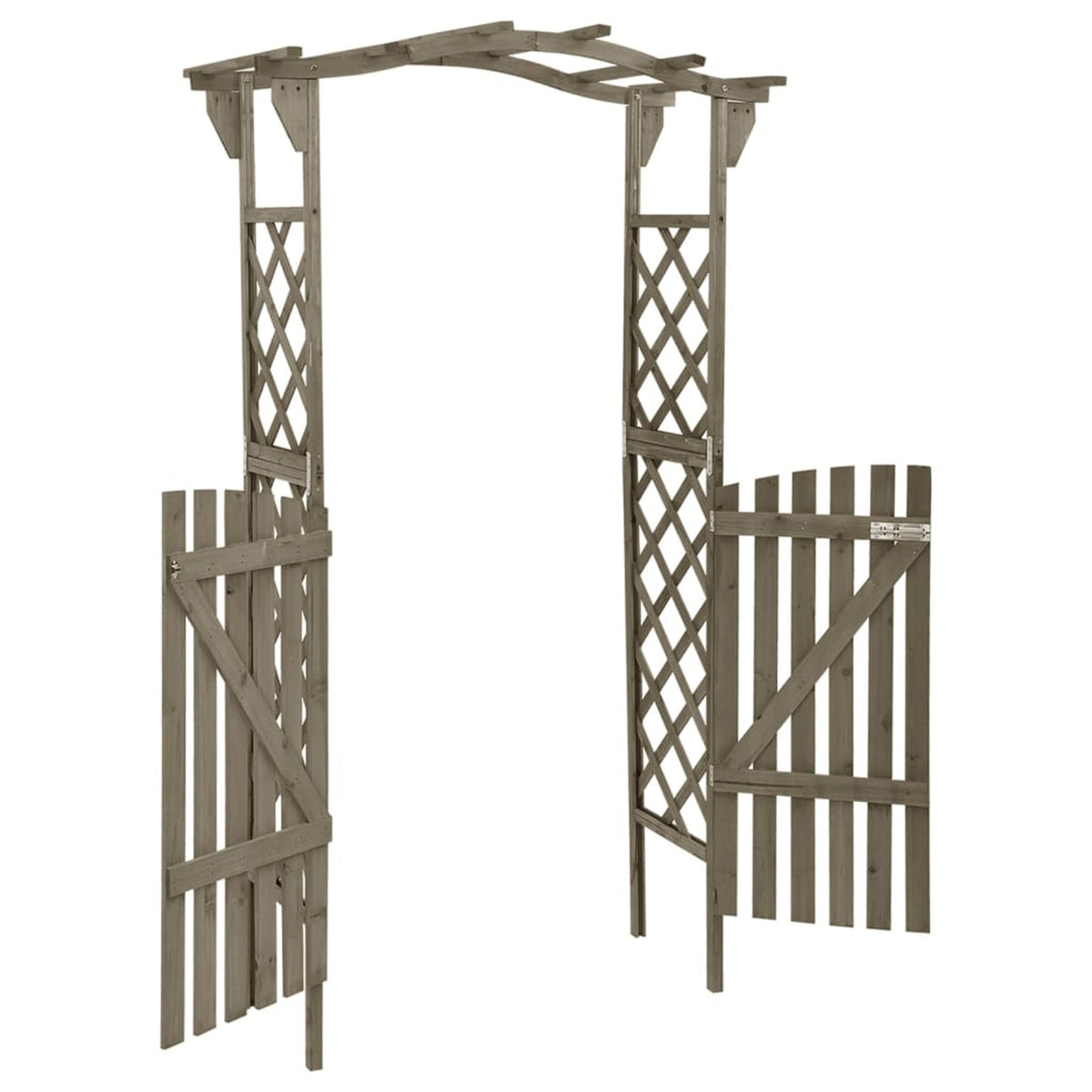 Gray Solid Firwood Pergola with Gate O747185