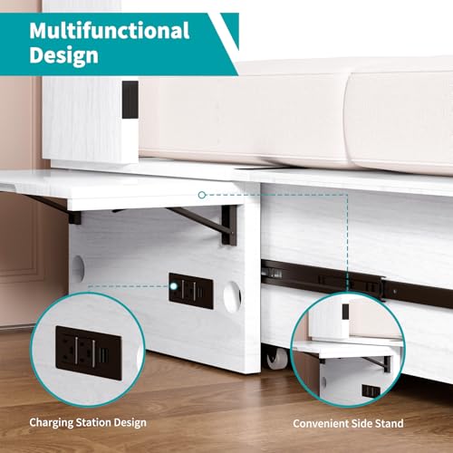 Queen Cabinet Cube Chest Bed with Tri-fold Mattress R5412