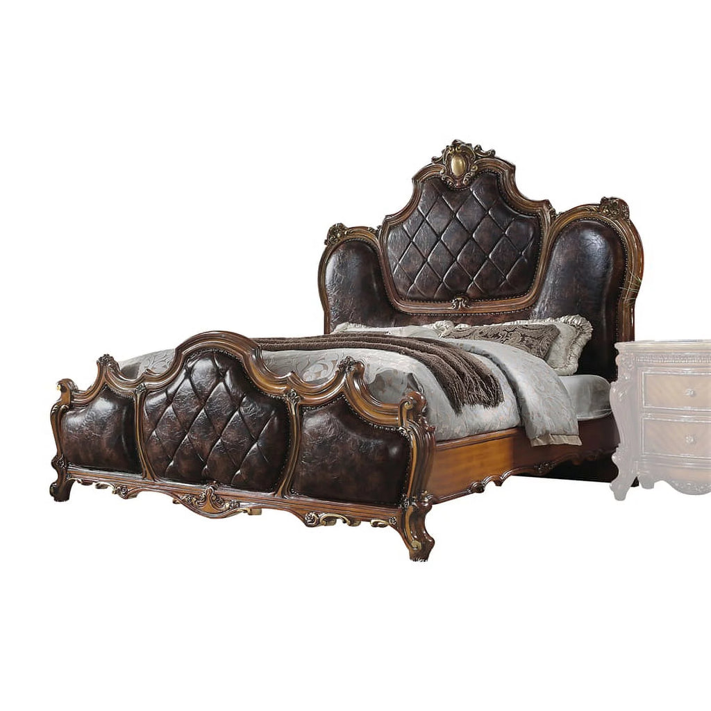 Faux Leather Honey Oak Eastern King Bed F11595