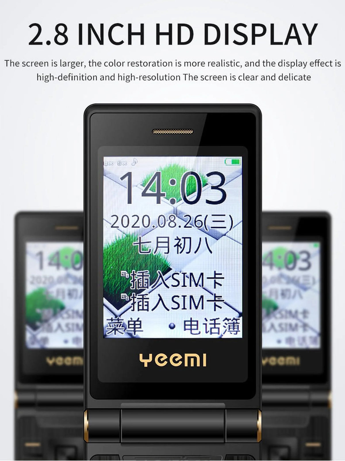 Black GSM Flip Cellphone with SOS Call, Speed Dial, Flashlight, Large Key V6904