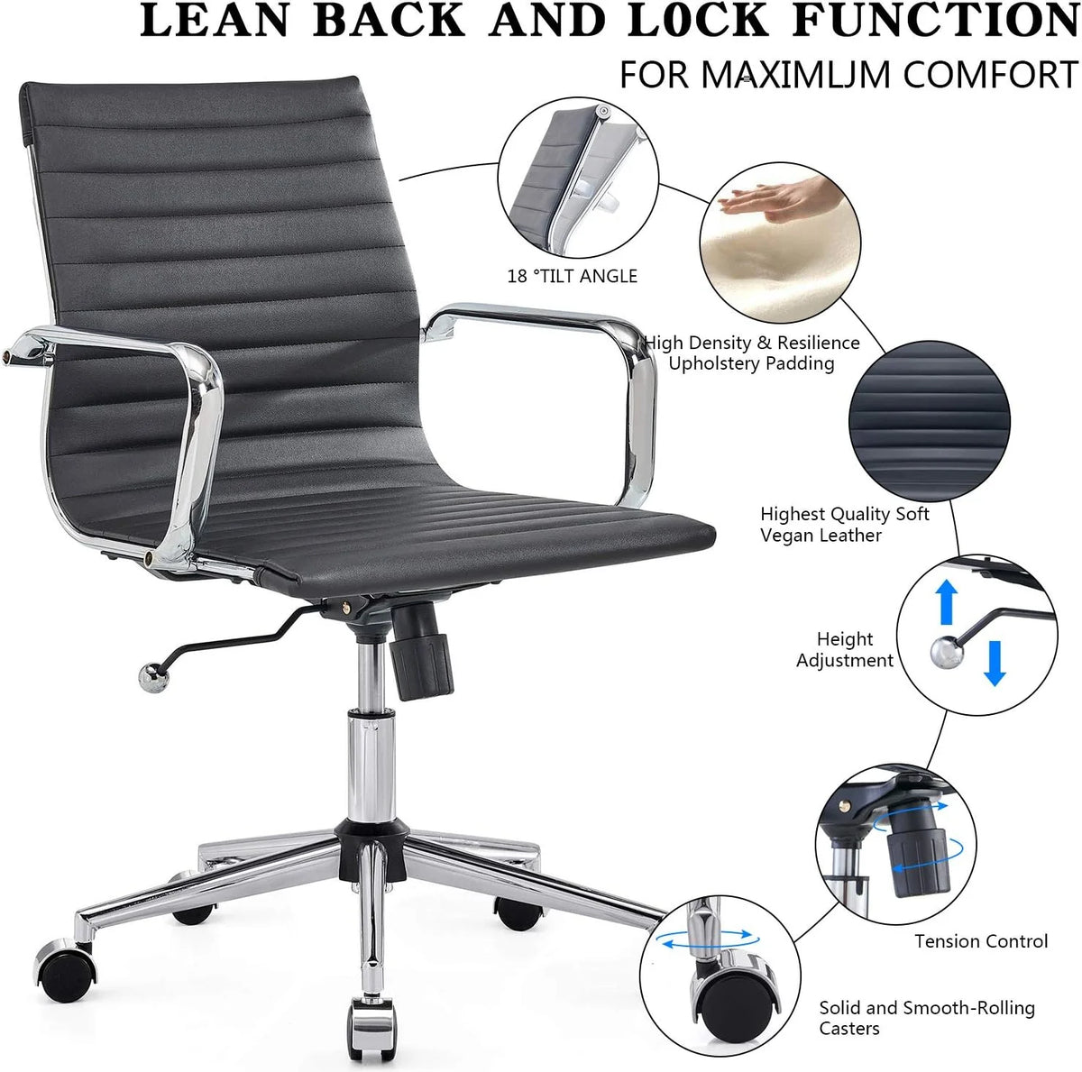 Black 320Lbs Ergonomic Office Chair with Caster Wheels P52628