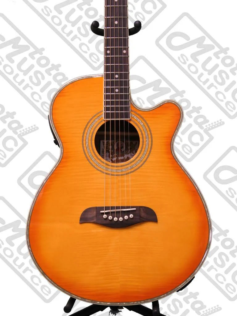 Flame Yellow Sunburst Acoustic-Electric Guitar W345