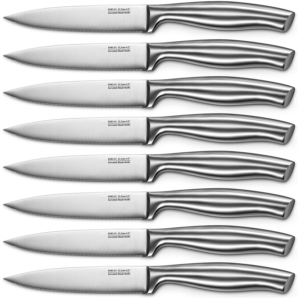 Serrated Stainless Steel Steak Knives Set of 8 D430