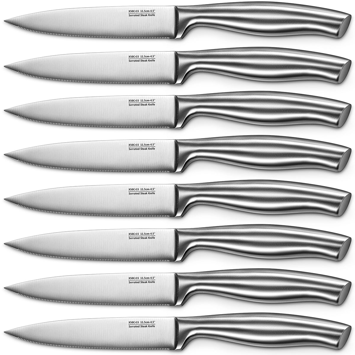 Serrated Stainless Steel Steak Knives Set of 8 D430