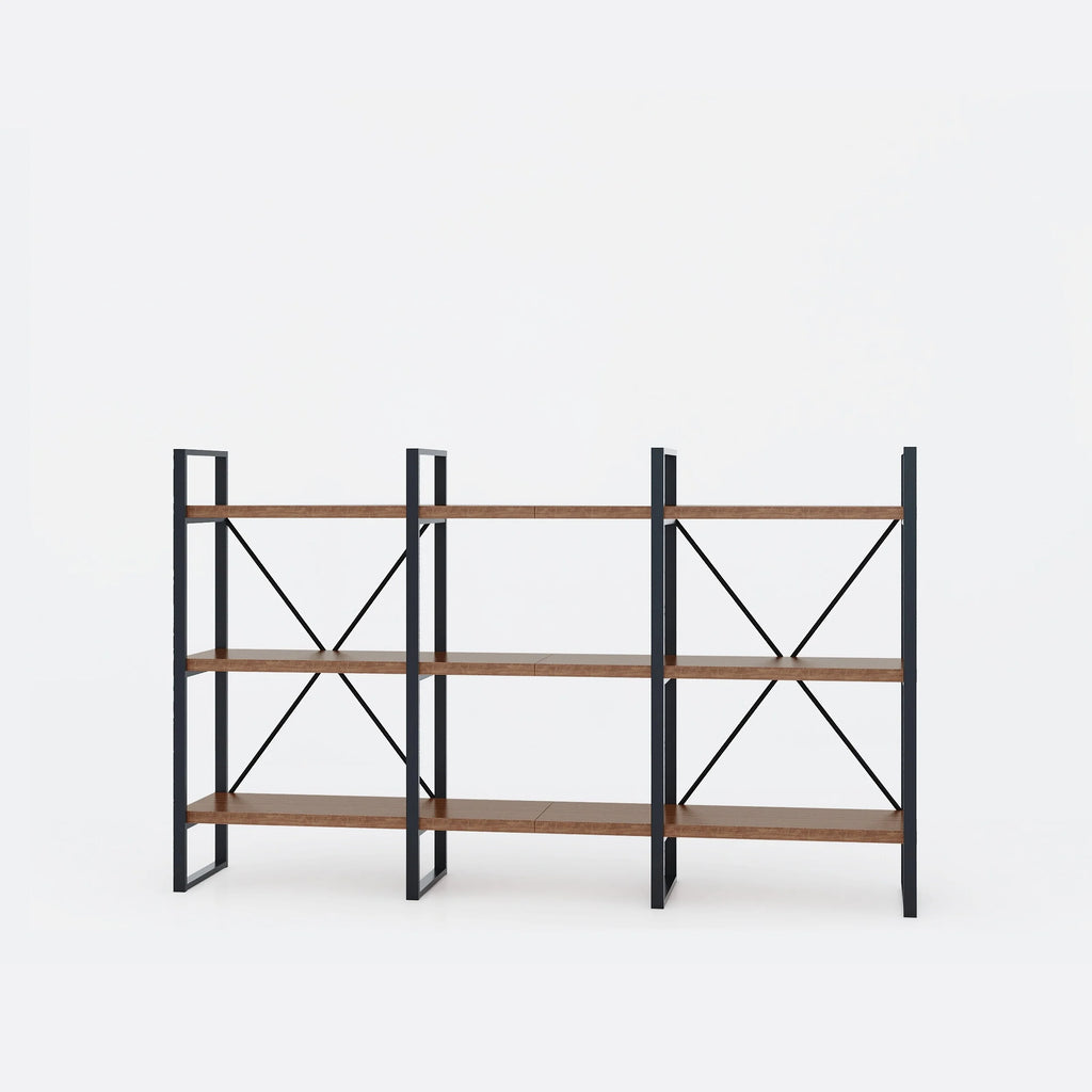 Antique Walnut Wood and Metal Display Etagere Bookcase W268
