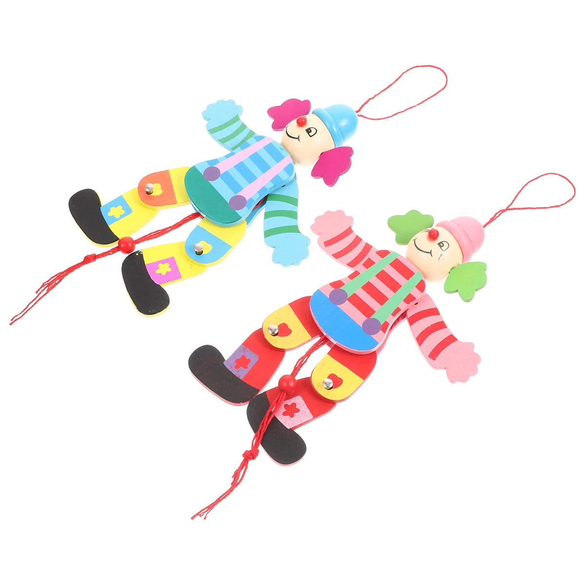2Pcs Wood Clown String Marionette Puppet Toy P958