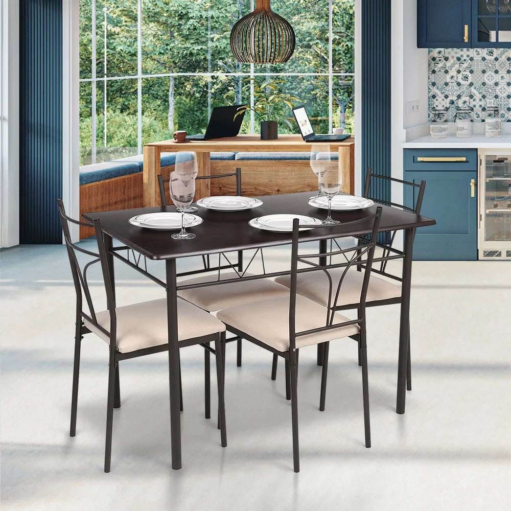 5-Piece Wood & Metal Dining Set J32938