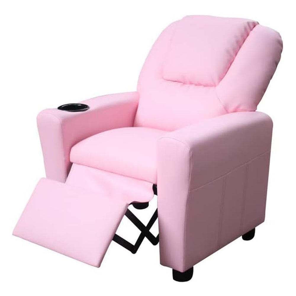 Pink PU Leather Recliner Chair with Cup Holder Z65423