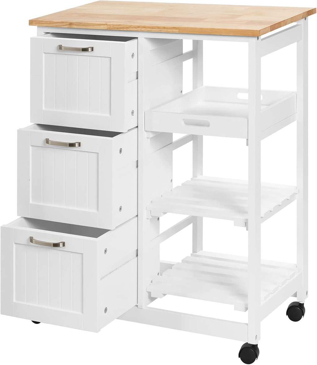 Black Kitchen Island Cart with Storage & Wheels G9330