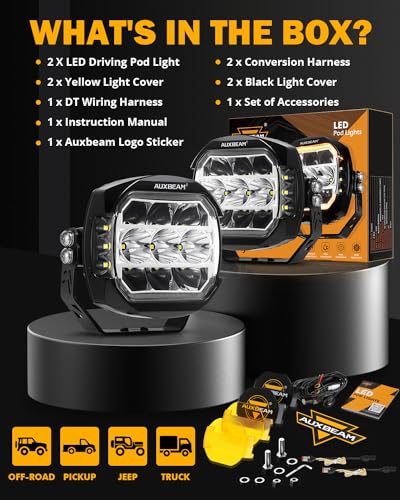 72W LED Rectangle Offroad Cube Spotlights with Amber DRL T91779