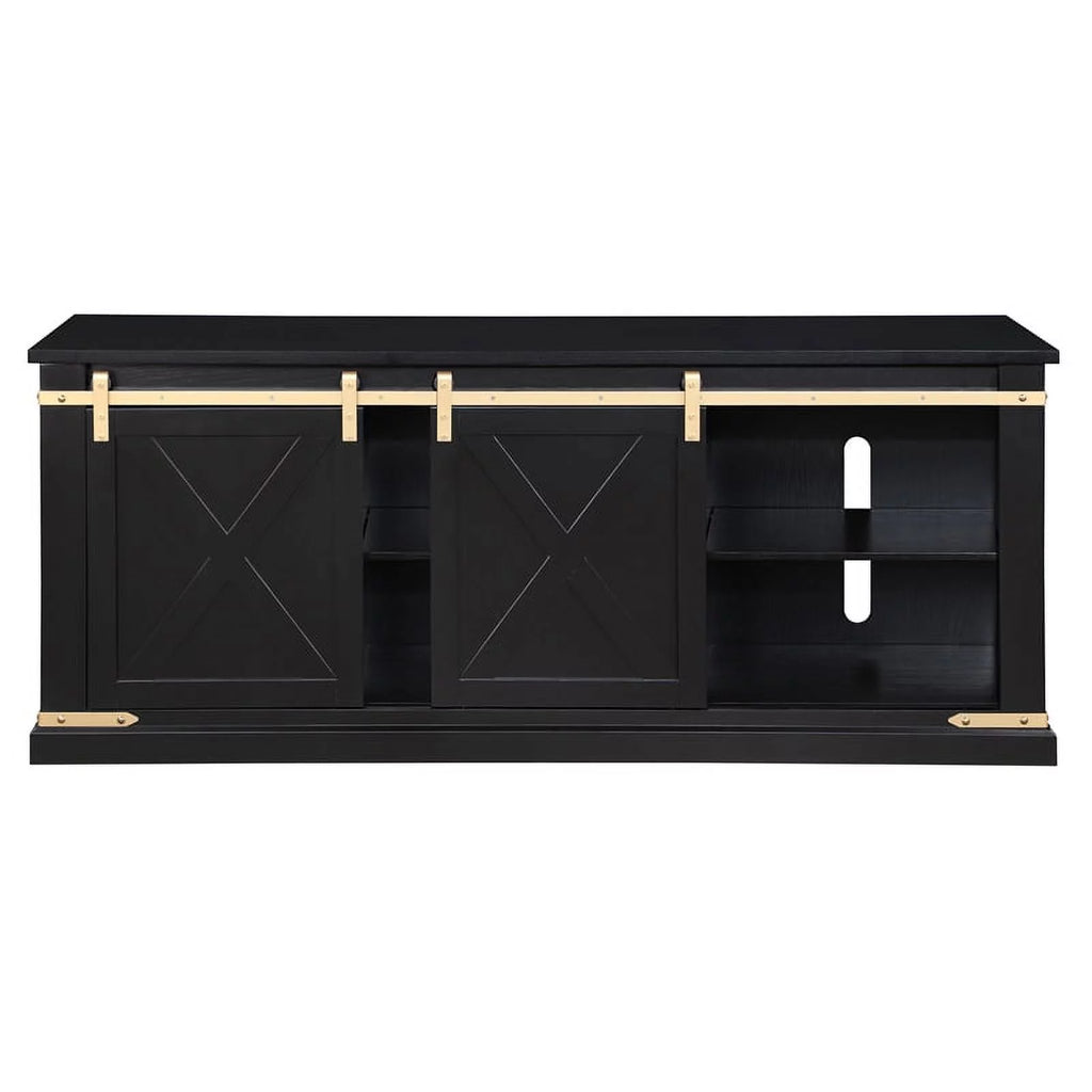 Birch Wood 72" TV Stand in Black and Gold C54362