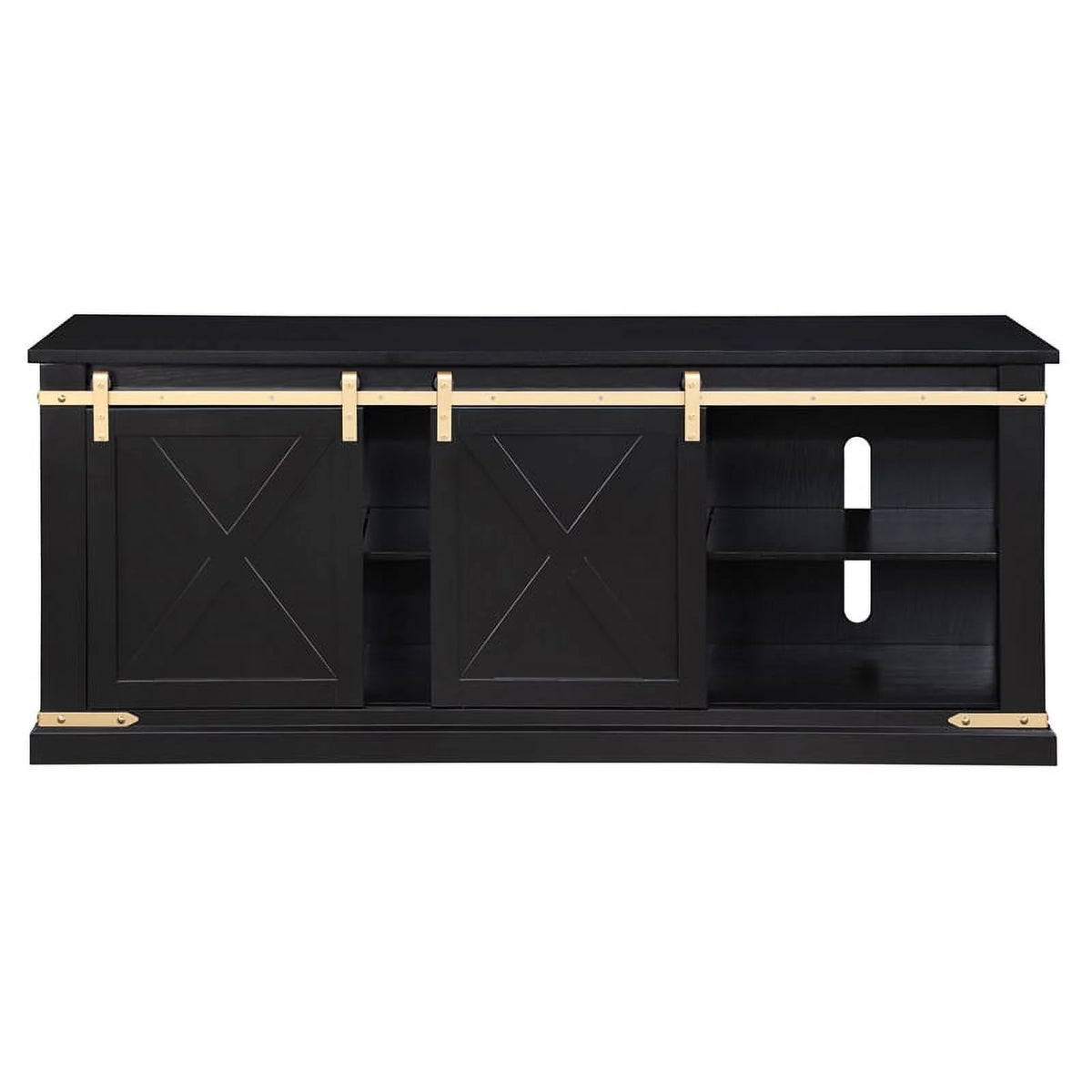 Birch Wood 72" TV Stand in Black and Gold C54362