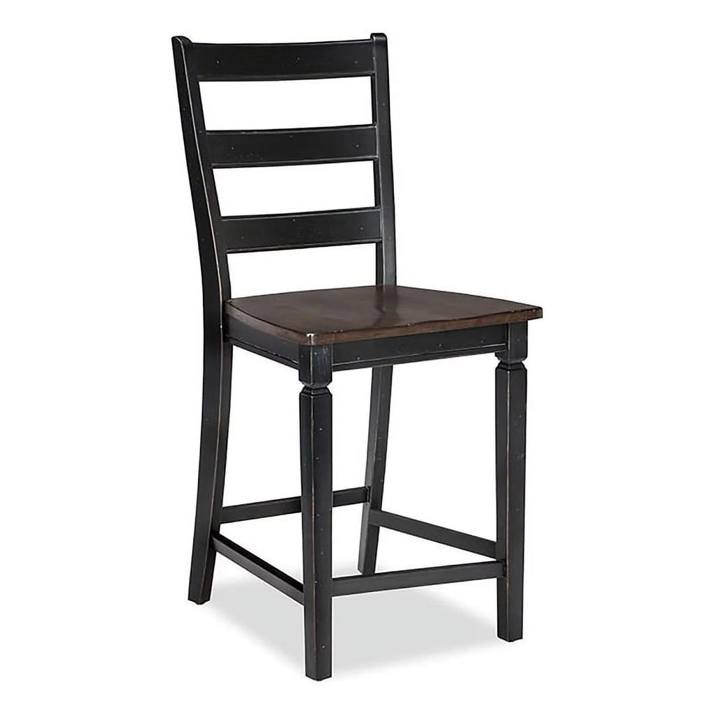 Black Wood Ladder Back Barstool Set of 2 H3765