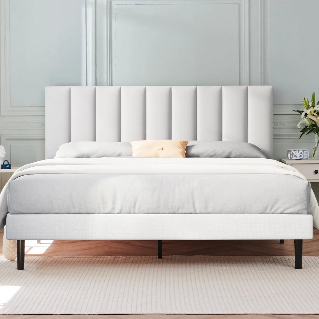Queen Upholstered Platform Bed Frame with Headboard V2637