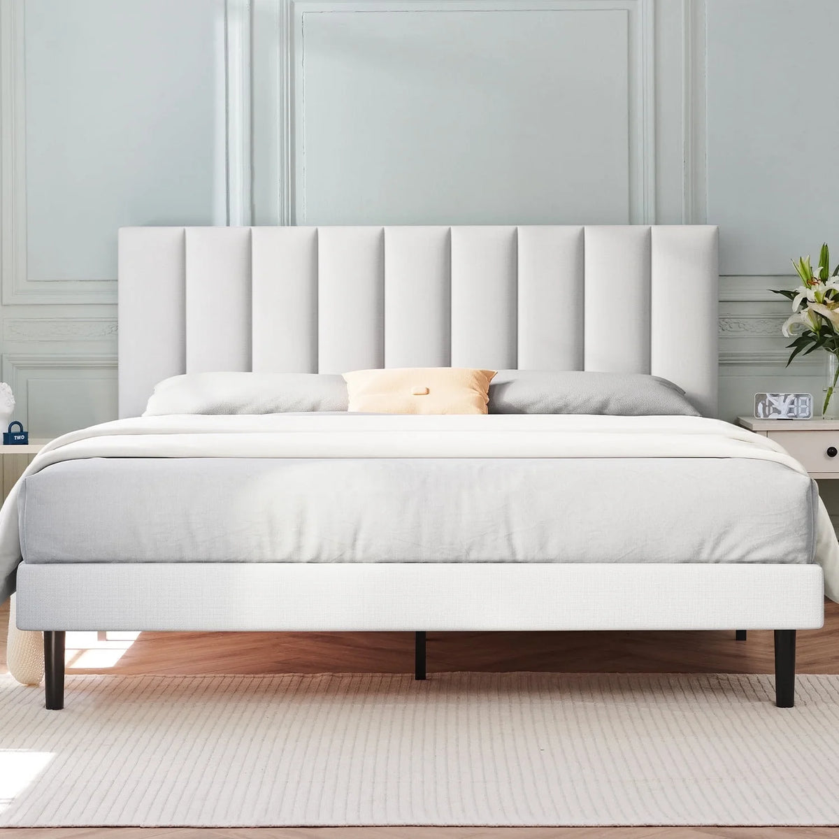 Queen Upholstered Platform Bed Frame with Headboard V2637