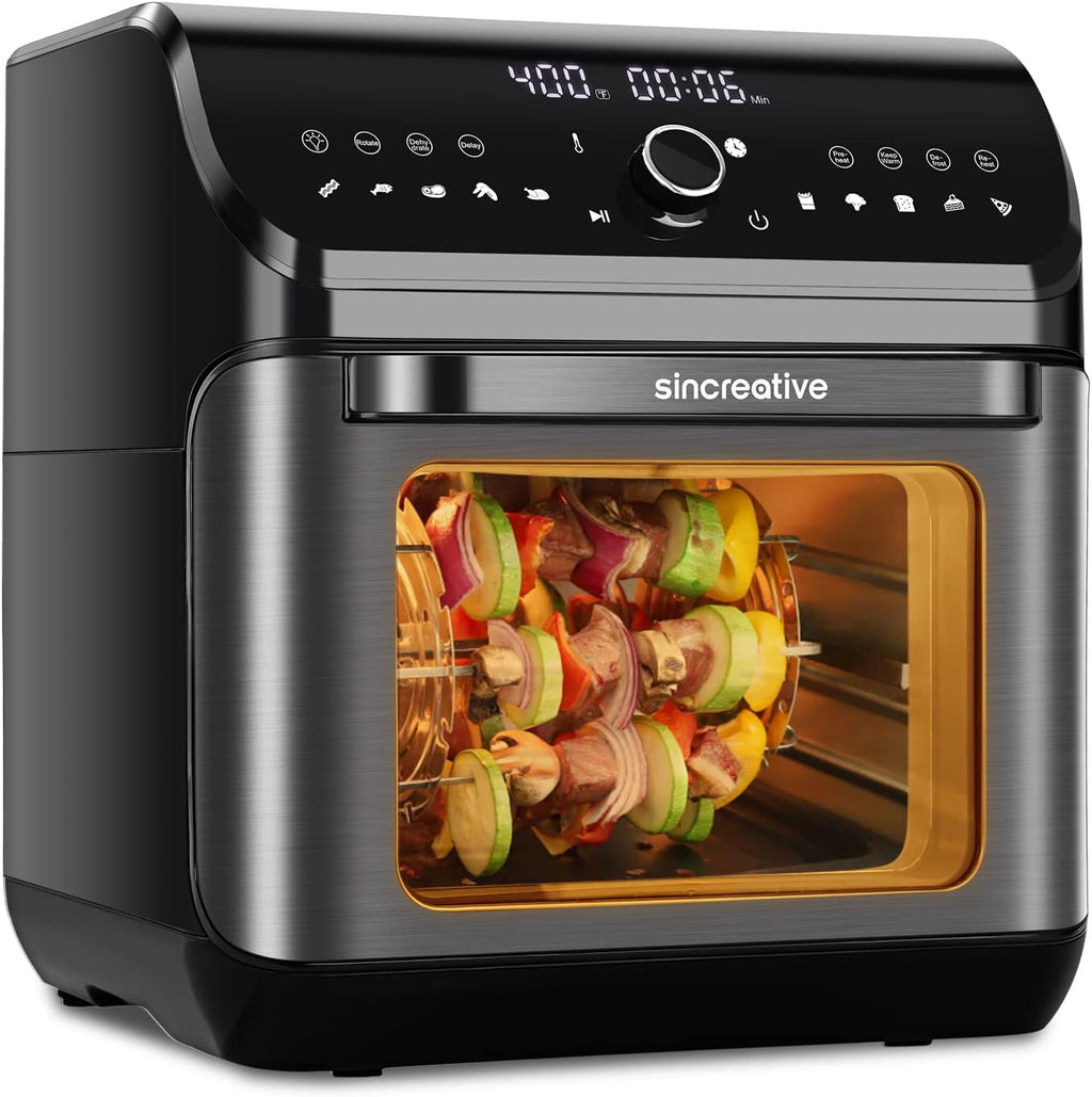 10.6 QT Black Stainless Steel 10-in-1 Air Fryer Toaster Oven with 7 Accessories V59591