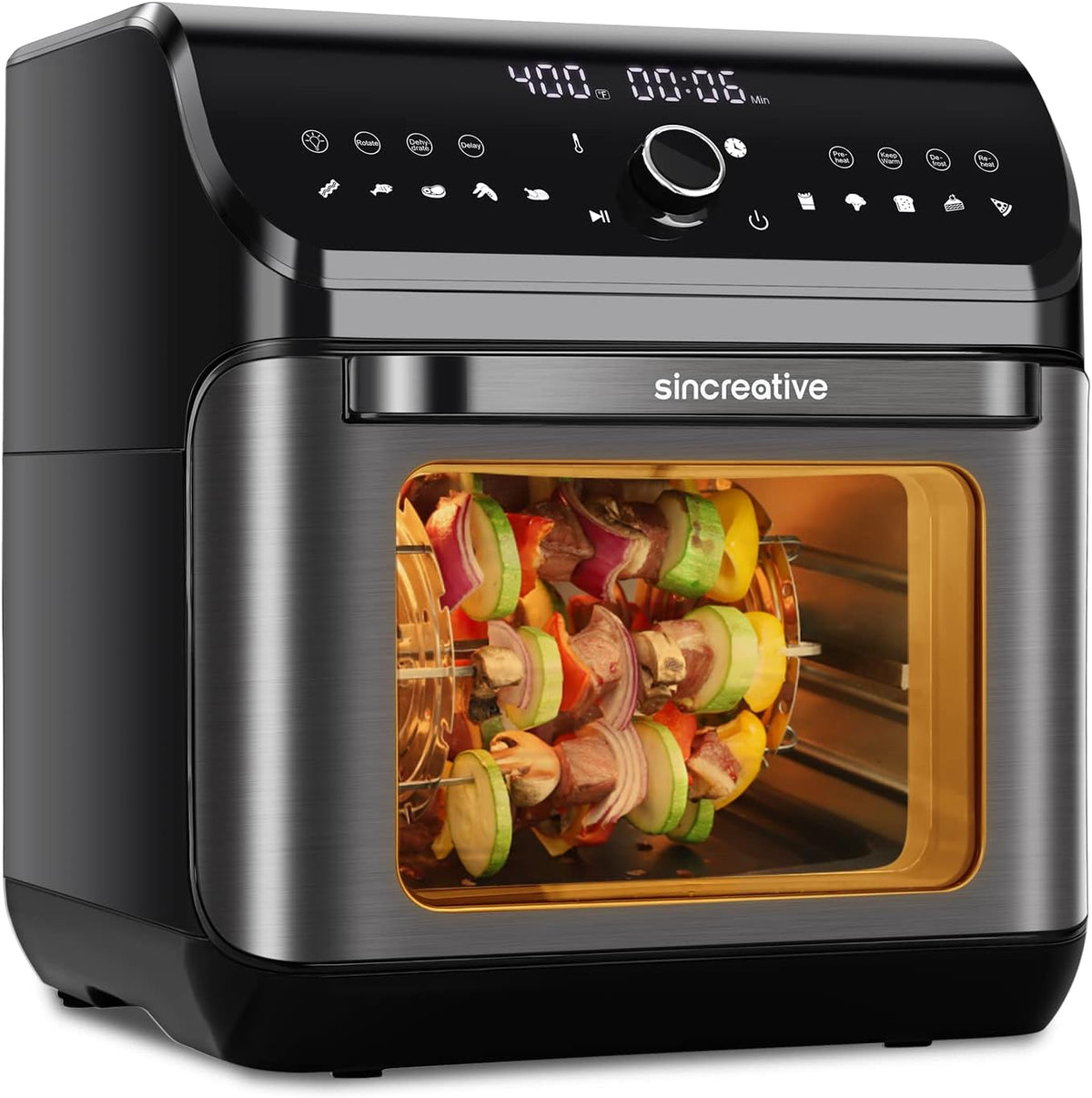 10.6 QT Black Stainless Steel 10-in-1 Air Fryer Toaster Oven with 7 Accessories V59591