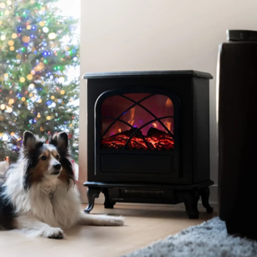 Black Infrared Electric Fireplace Stove Heater with Remote W542