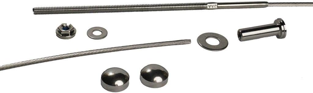 Stainless Steel Cable Railing Installation Kit for Deck Railing for 4x4 and 6x6 Posts, 1/8 Inch Cable, 25 Feet with Long Terminals and Stainless Chamfer Caps F464755