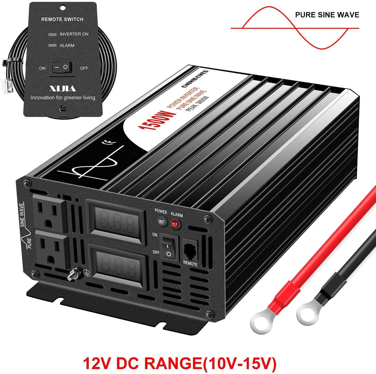 1500W Pure Sine Wave Power Inverter DC 12V AC 120V P165