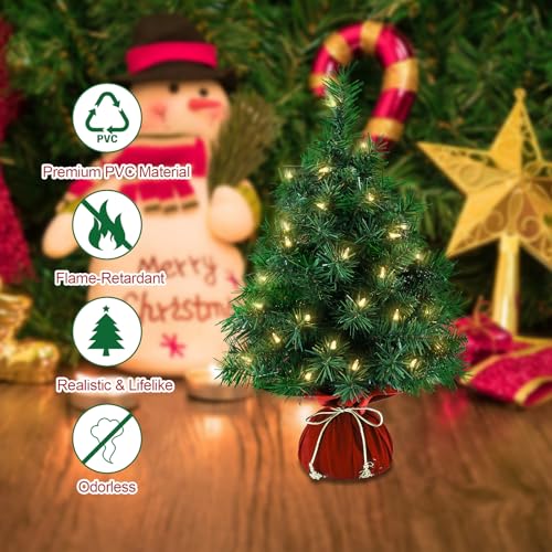 Mini Artificial Christmas Tree 22 Inch with 35 Warm White Lights M815546