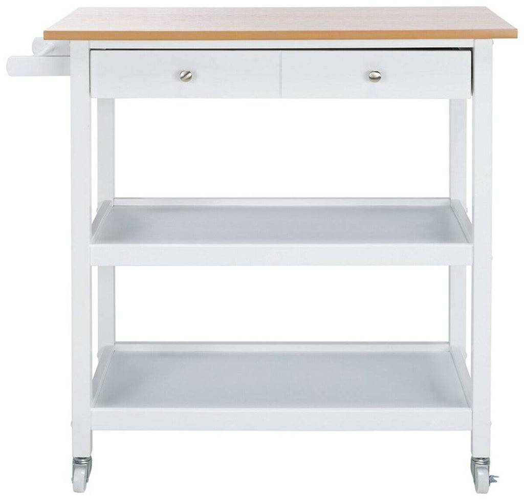 White 2 Drawer 3 Shelf Kitchen Cart M6529