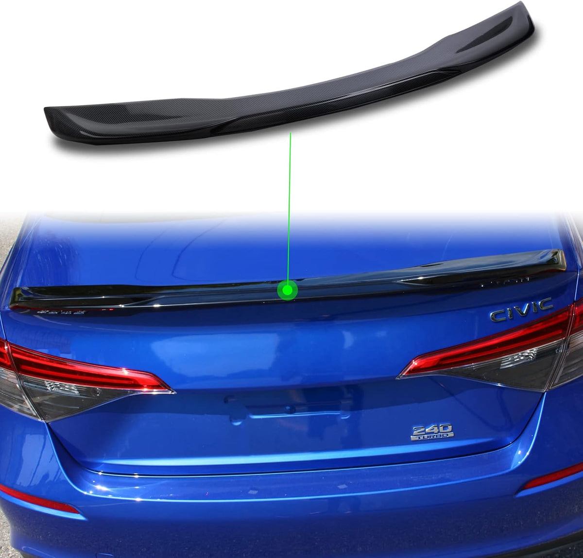 Glossy Carbon Fiber Rear Trunk Lid Spoiler for 11th Honda Civic Sedan F5063