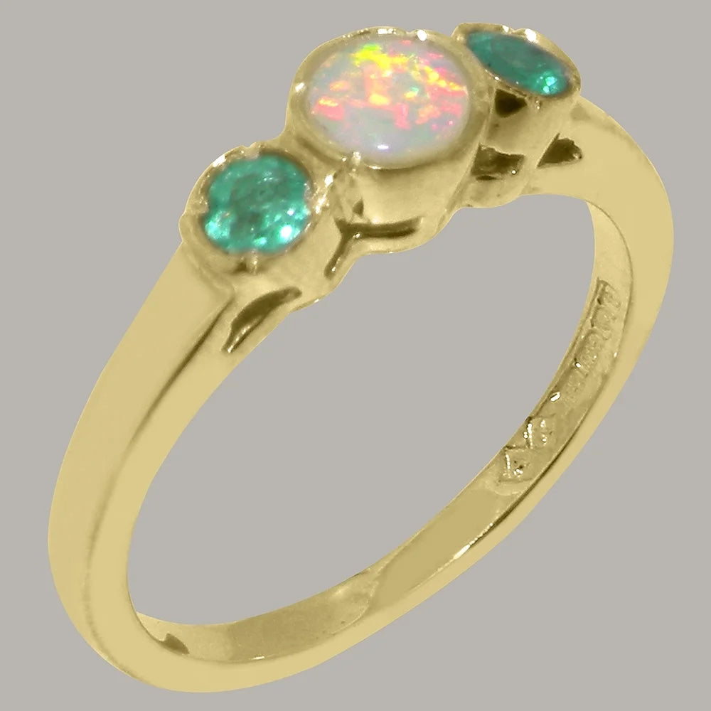 9k Yellow Gold Opal Emerald Ring J26657