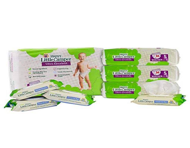 Natural Diapers, Flushable Wipes, Monthly Pack, Size 5, 136 Count Y74146