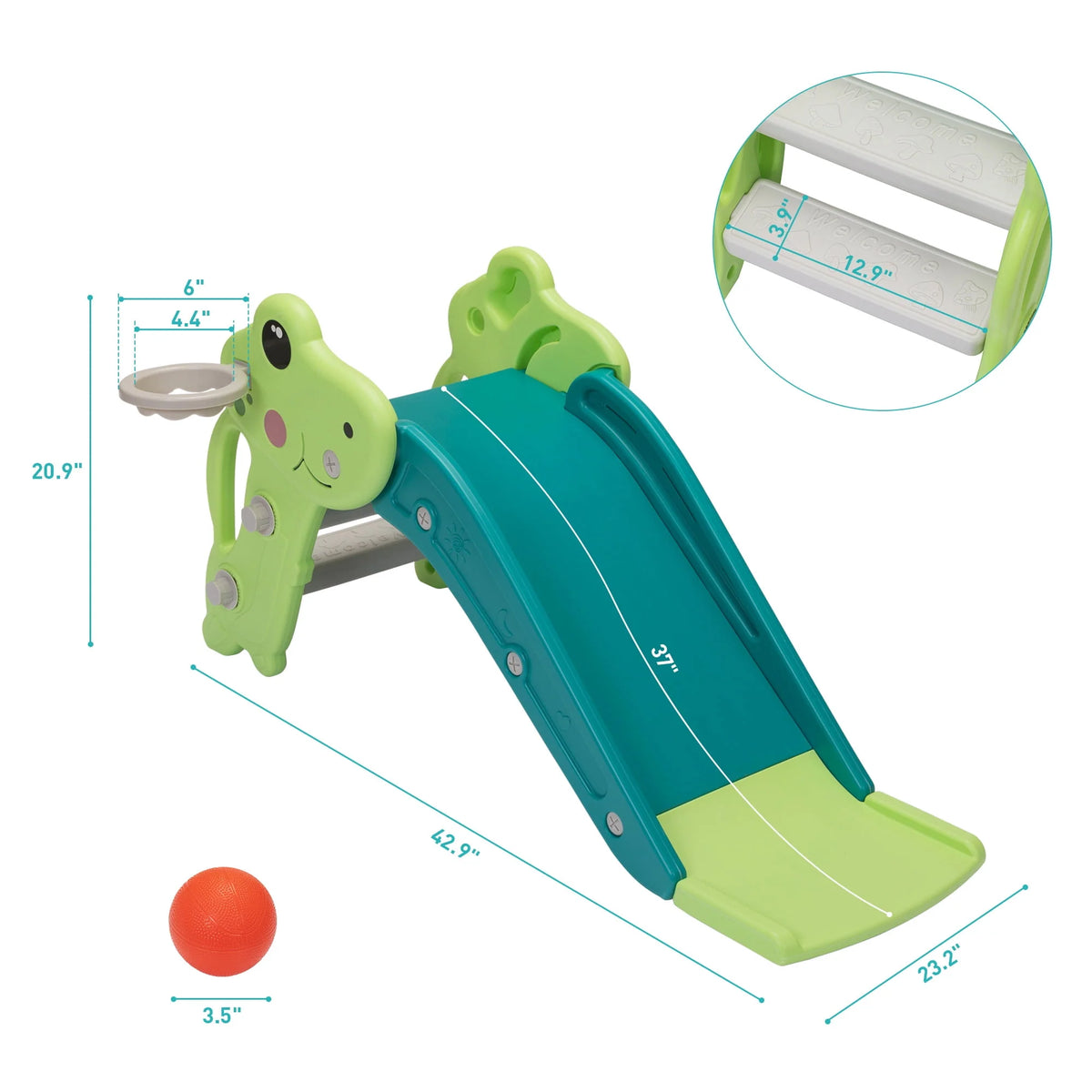 Kids Slide with Basketball Hoop & Ball Q88590