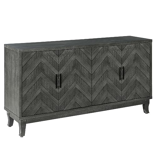 Taupe Grey Wooden Sideboard Cabinet with 4 Doors and Adjustable Shelves U7692