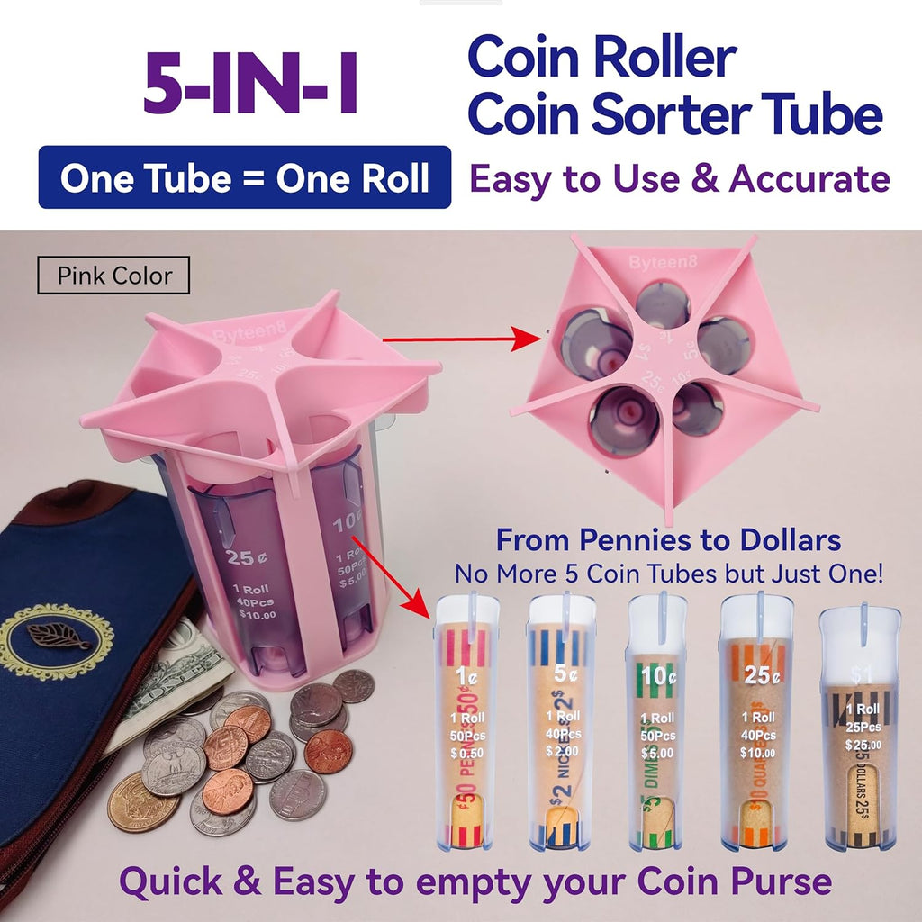 Coin Counter Tube Sorter with Coin Wrappers P472