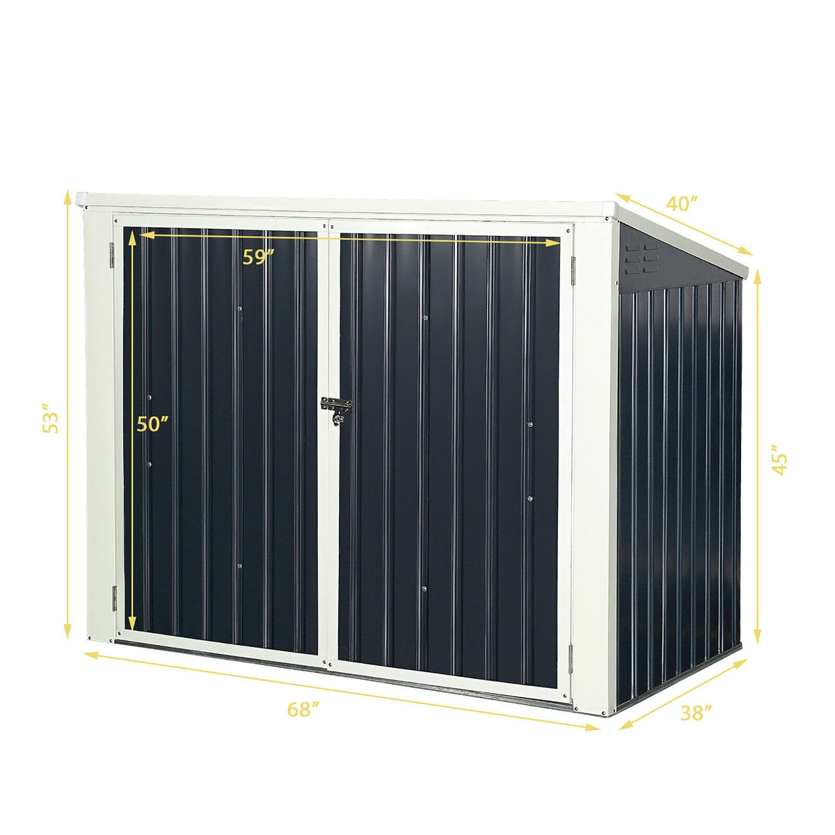 Grey Horizontal Storage Shed 68 Cubic Feet H317