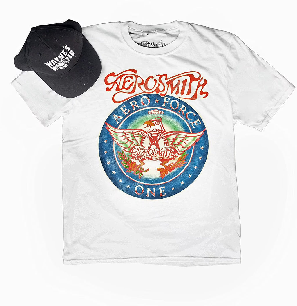 Wayne's World Costume Set Hat and Aerosmith Aero Force T-shirt T960234