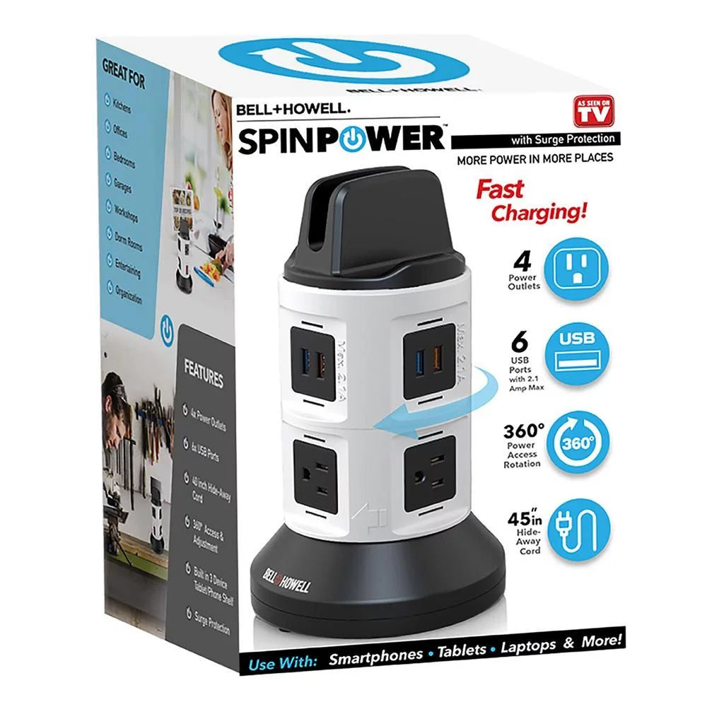 Smart Charging Station with USB Ports and Retractable Cord B585