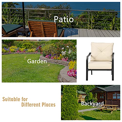 Set of 2 Black & Beige Patio Armchairs with Padded Cushions R143301