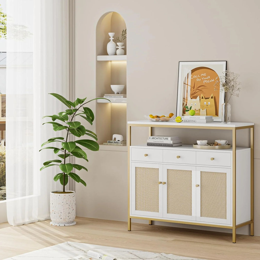 White Dresser with Drawers and Doors Y901039