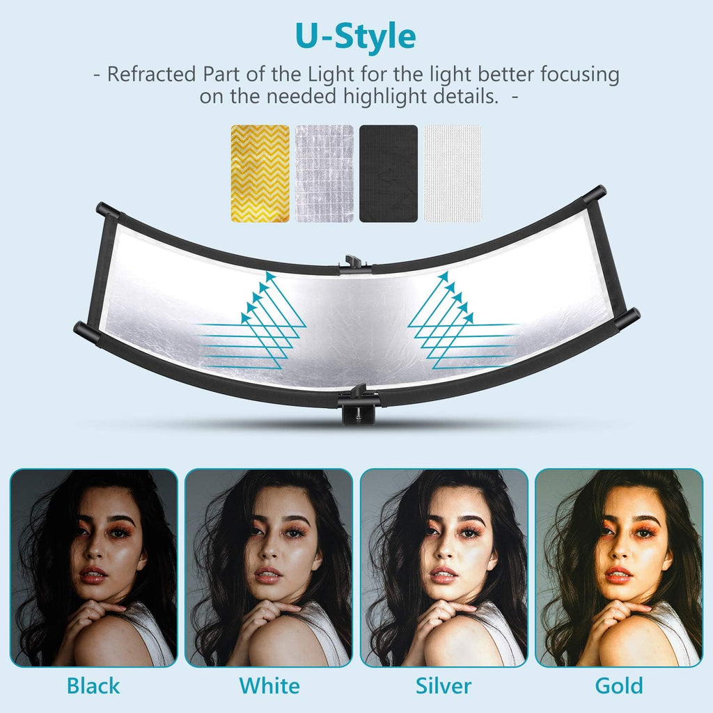 Black/White/Gold/Silver Photography Curved Lighting Reflector with Carrying Bag J79062
