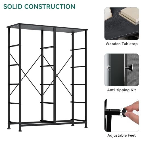 10 Drawer Fabric Storage Dresser with Steel Frame and Wooden Top W893