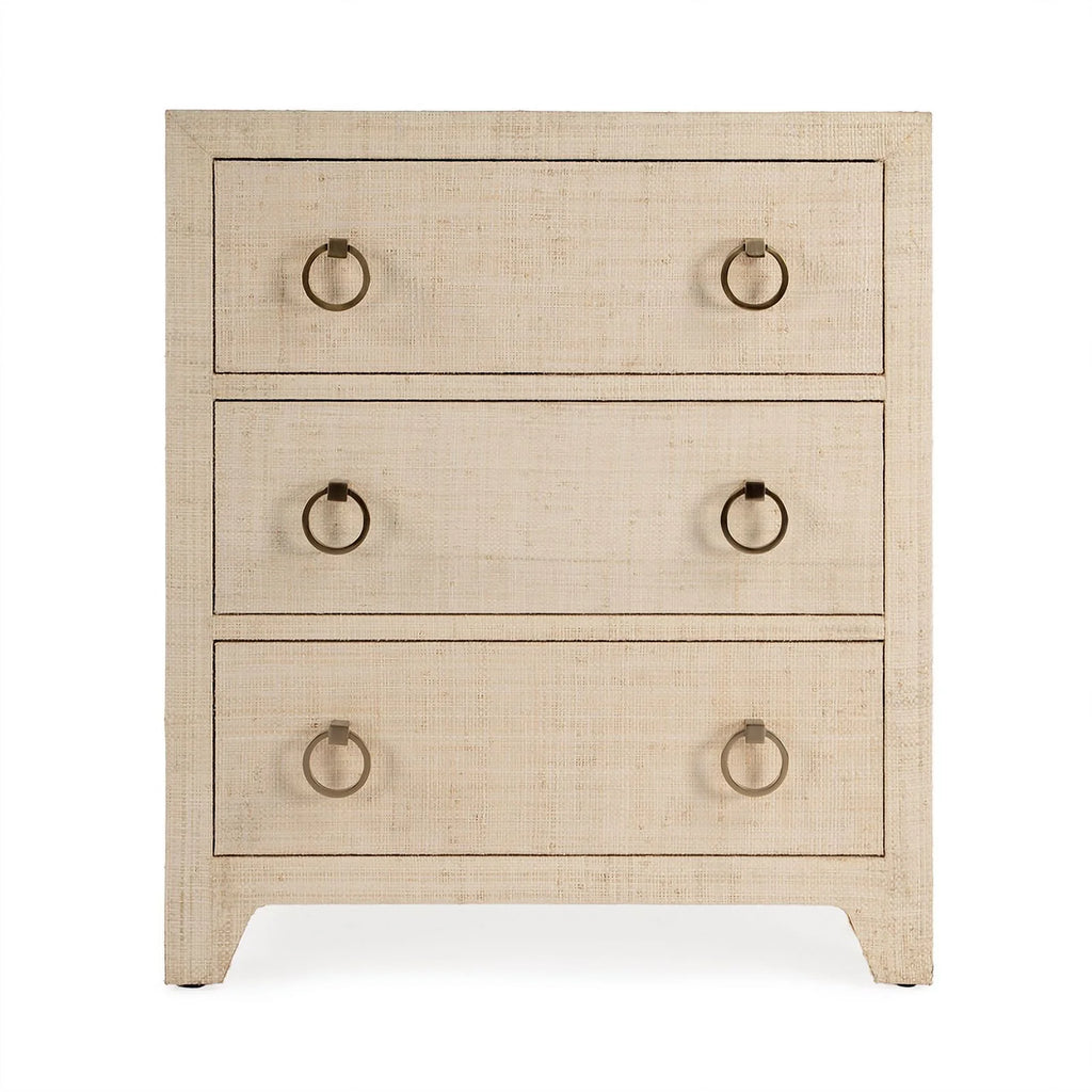 Natural Raffia 3 Drawer Wooden Chest E2570