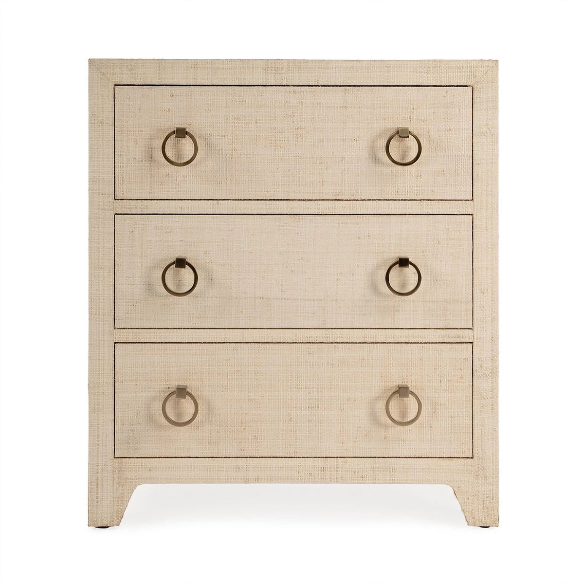 Natural Raffia 3 Drawer Wooden Chest E2570