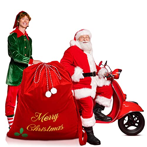 Burgundy Velvet Christmas Drawstring Gift Bags J514164