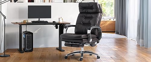 Office Chair with Footrest Ergonomic Executive Reclining Genuine Leather Desk Chair R41894