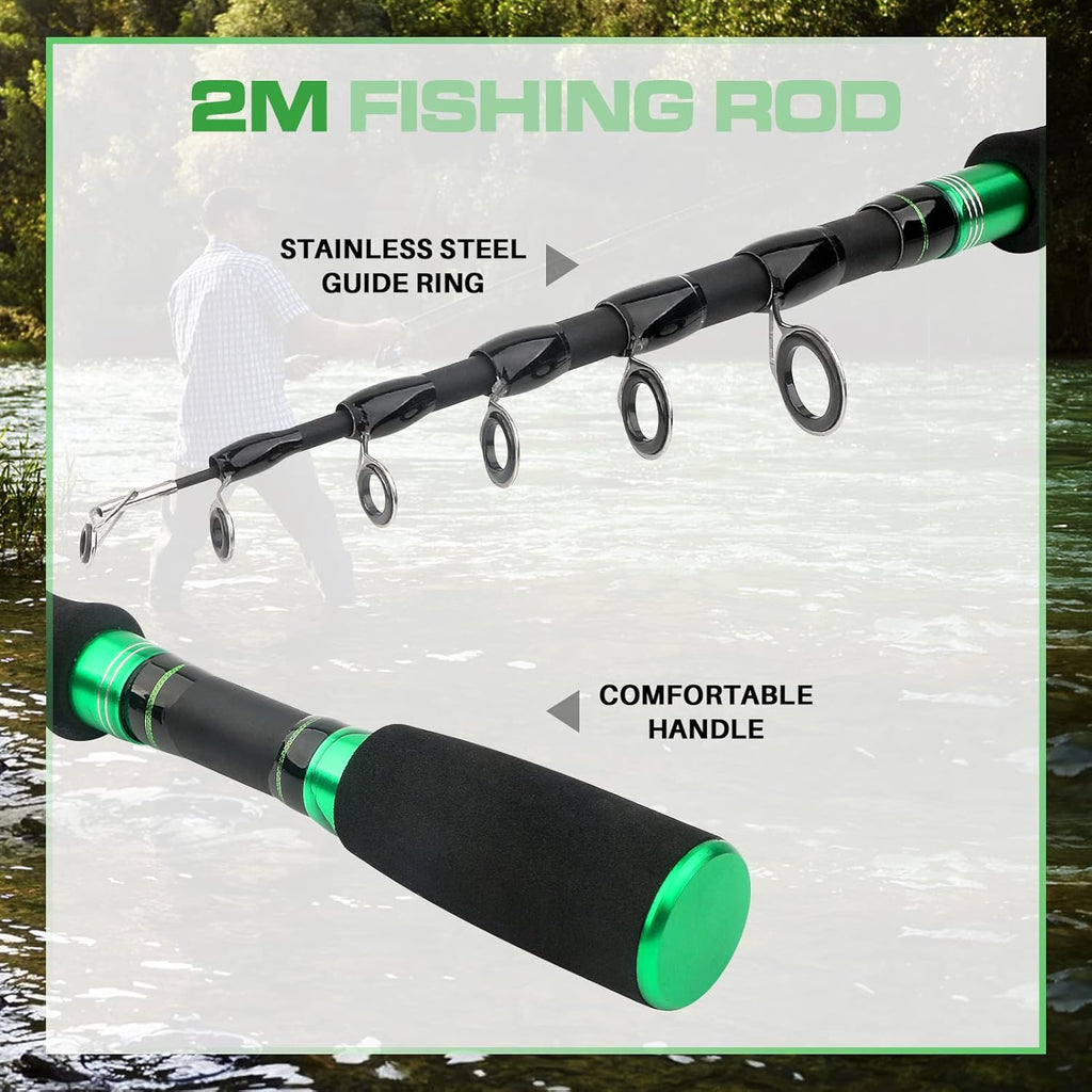 Carbon Fiber Telescopic Fishing Rod and Reel Combo Kit B546