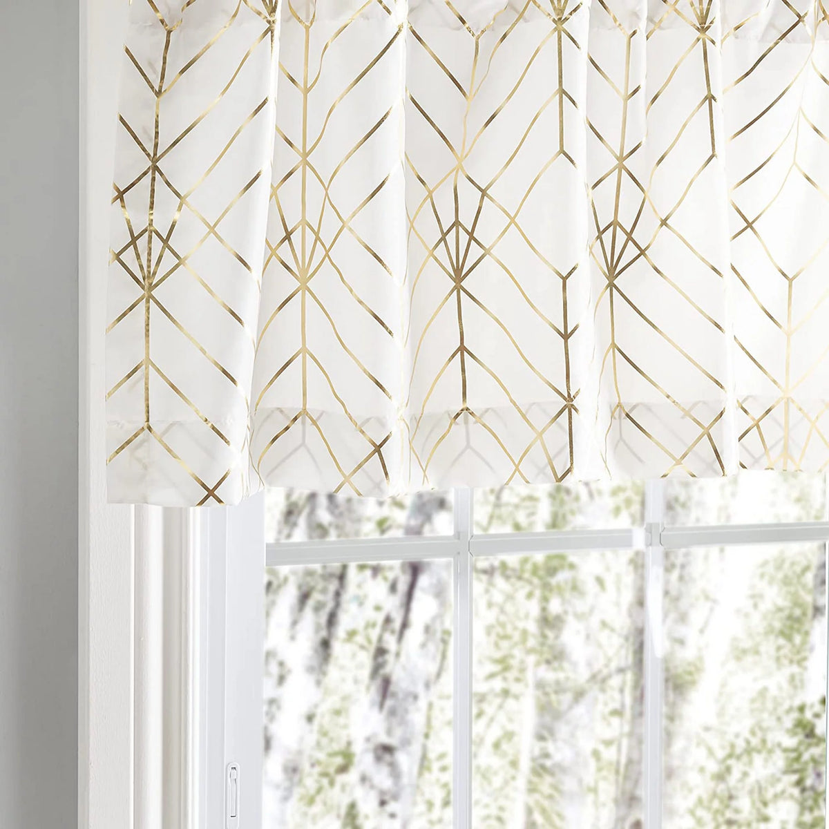 Gold Crushed Taffeta Rod Pocket Valance J620