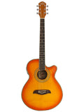 Flame Yellow Sunburst Acoustic-Electric Guitar W345