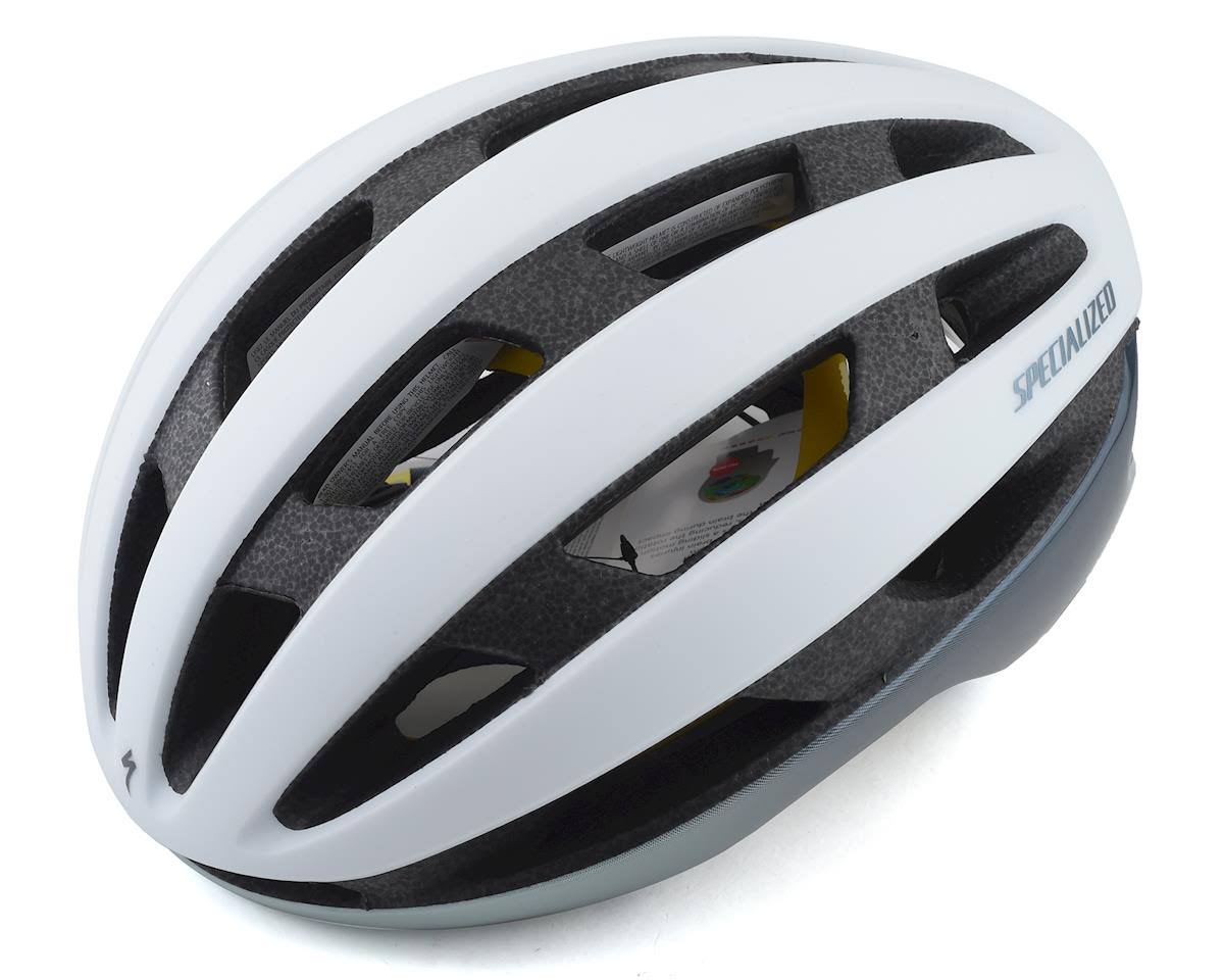Satin White Gloss Ice Blue MIPS Helmet O2656